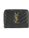 Saint Laurent Monogram Compact Zip-around Wallet In Black