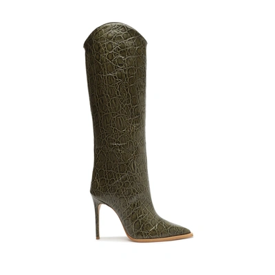 Schutz Maryana Welt Wild Leather Boot In Military Green