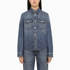 BOTTEGA VENETA BLUE COTTON DENIM SHIRT