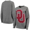 PRESSBOX PRESSBOX HEATHERED GRAY OKLAHOMA SOONERS BIG TEAM LOGO KNOBI FLEECE TRI-BLEND CREW NECK SWEATSHIRT