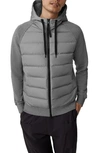 Canada Goose Hybridge Huron 675 Fill Power Hooded Down Sweatshirt Jacket In Stone Heather