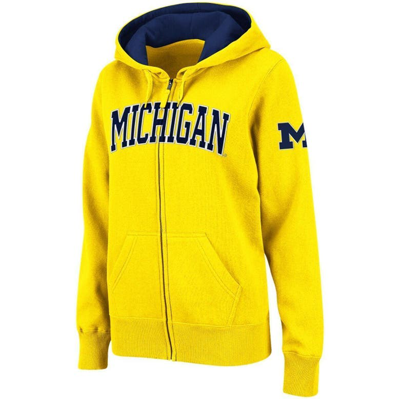 Colosseum Stadium Athletic Gold Michigan Wolverines Arched Name Full-zip Hoodie