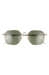 Ray Ban 53mm Geometric Sunglasses In Gold/green