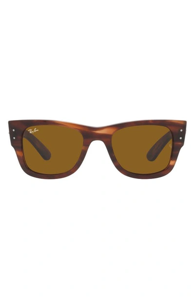 Ray Ban Mega Wayfarer 51mm Square Sunglasses In Striped_havana_brown
