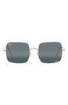 Ray Ban 54mm Polarized Square Sunglasses In Silver
