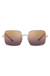 Ray Ban 54mm Polarized Square Sunglasses In Rose Gold