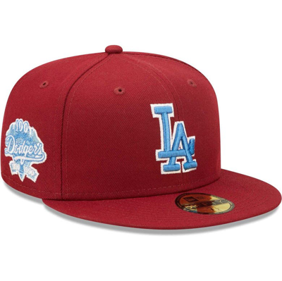 New Era Cardinal Los Angeles Dodgers 100th Anniversary Air Force Blue Undervisor 59fifty Fitted Hat