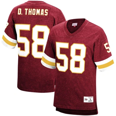 Mitchell & Ness Men's Derrick Thomas Red Kansas City Chiefs Retired Player Name And Number Acid Wash Top