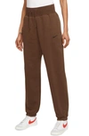 Nike Sportswear Phoenix High Waist Fleece Sweatpants In Cacao Wow/ Black