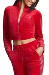Juicy Couture Crop Track Jacket In Coco Red