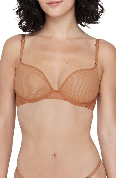 Skarlett Blue Women's Mischief Underwire Sheer Fishnet Mesh Bra 324158 In Gleam,terracotta