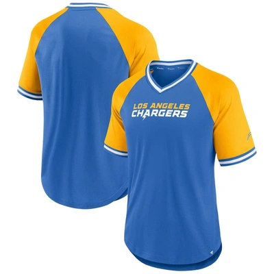 Fanatics Branded Powder Blue Los Angeles Chargers Second Wind Raglan V-neck T-shirt