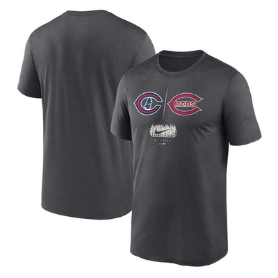 Nike Charcoal Chicago Cubs Vs. Cincinnati Reds 2022 Field Of Dreams Destination Matchup T-shirt