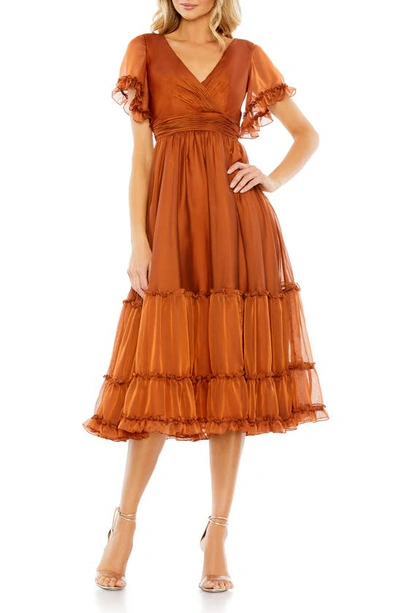 Mac Duggal Ruffle A-line Cocktail Dress In Rust