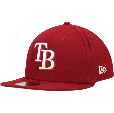 New Era Cardinal Tampa Bay Rays White Logo 59fifty Fitted Hat