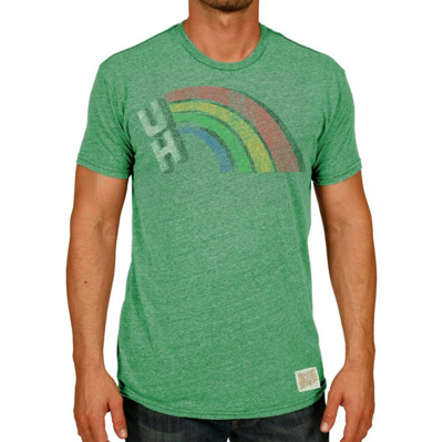 Retro Brand Original  Heather Green Hawaii Warriors Vintage Rainbow Tri-blend T-shirt