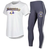 Concepts Sport Women's  White, Charcoal Los Angeles Rams Sonata T-shirt And Leggings Sleep Set In White