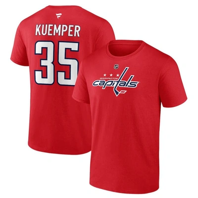 Fanatics Branded Darcy Kuemper Red Washington Capitals Authentic Stack Name & Number T-shirt