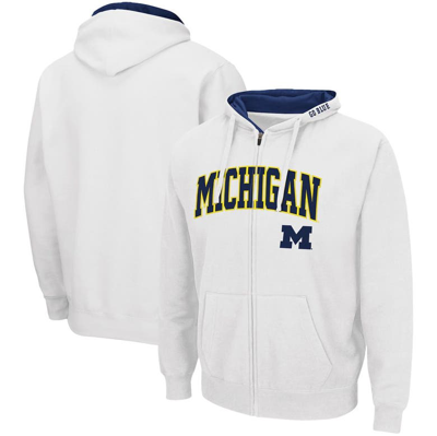 Colosseum Men's  White Michigan Wolverines Arch And Logo 3.0 Full-zip Hoodie