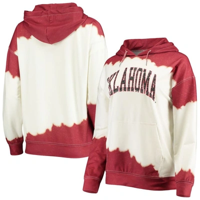 GAMEDAY COUTURE GAMEDAY COUTURE WHITE/CRIMSON OKLAHOMA SOONERS FOR THE FUN DOUBLE DIP-DYED PULLOVER HOODIE