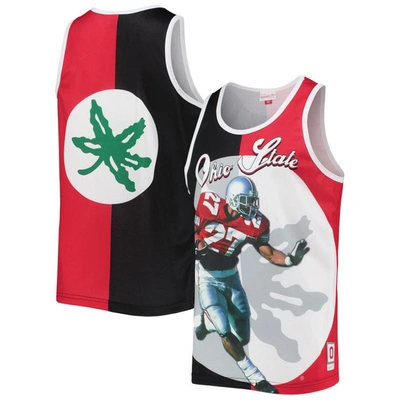 Mitchell & Ness Men's  Eddie George Black, Scarlet Ohio State Buckeyes Sublimated Player Tank Top In Black,scarlet