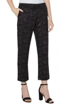 LIVERPOOL LOS ANGELES BLACK CAMO PULL-ON ANKLE STRAIGHT LEG TROUSERS