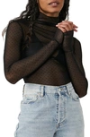 Free People On The Dot Layering Mesh Turtleneck In Black