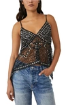 Free People Highway Sheer Sequin Tank In Black