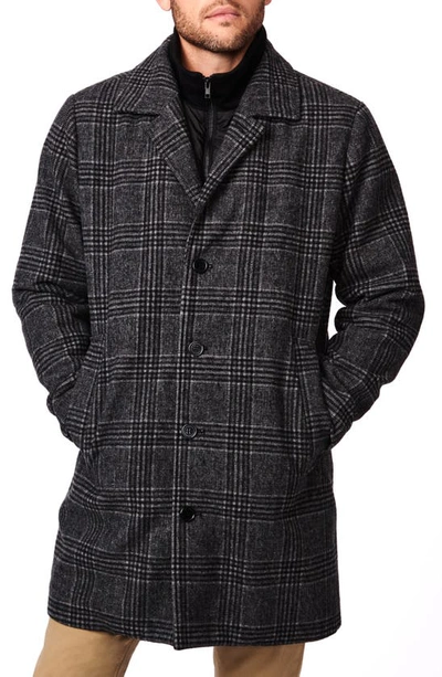 Bernardo Bibbed Long Line Coat In Plaid