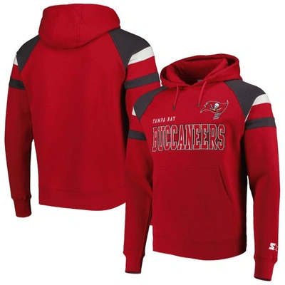 Starter Red Tampa Bay Buccaneers Draft Fleece Raglan Pullover Hoodie