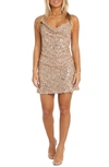 Morgan & Co. Sequin Crossback Minidress In Caramel
