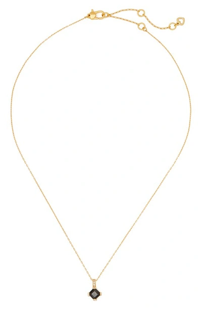 Kate Spade Pave & Square Cubic Zirconia Mini Pendant Necklace, 16" + 3" Extender In Jet/ Gold