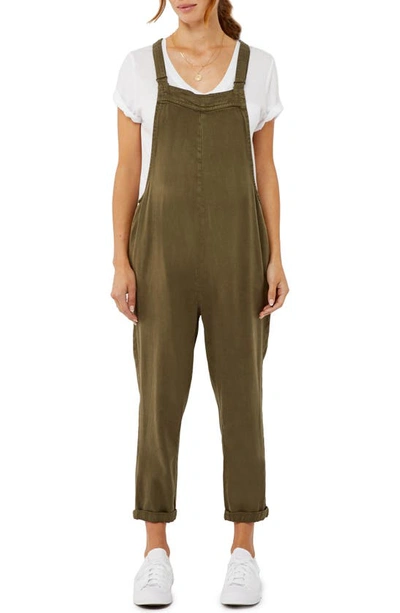 A Pea In The Pod Twill Maternity Dungarees In Green