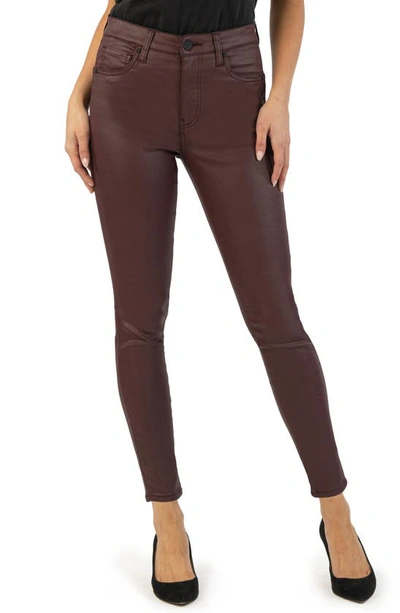 Kut From The Kloth Donna Fab Ab Coated High Waist Ankle Skinny Jeans In Brown
