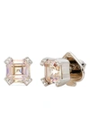 Kate Spade Pave & Square Cubic Zirconia Stud Earrings In Clear/silver.