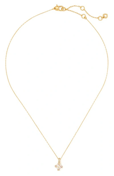 Kate Spade Mini Pendant Necklace In Clear/ Gold.