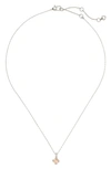 Kate Spade Pave & Square Cubic Zirconia Mini Pendant Necklace, 16" + 3" Extender In Clear/silver.