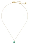 Kate Spade Pave & Square Cubic Zirconia Mini Pendant Necklace, 16" + 3" Extender In Green/gold