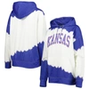 Gameday Couture Women's  White, Royal Distressed Kansas Jayhawks For The Fun Double Dip-dyed Pullover In White