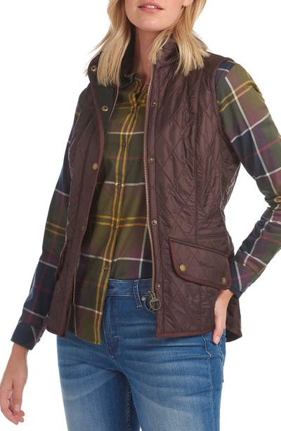 Barbour Cavalry Fleece Lined Vest In Aubergine/ Navy