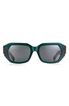 Pared Small & Mighty 51.5mm Geometric Sunglasses In Emerald Solid Green Lenses