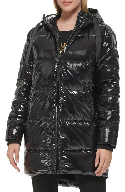 Karl Lagerfeld Paris Cocoon Water Resistant Down & Polyester Fill Puffer Jacket In Black
