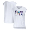 WEAR BY ERIN ANDREWS WEAR BY ERIN ANDREWS WHITE NEW YORK GIANTS GREETINGS FROM MUSCLE T-SHIRT