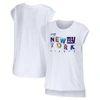 Wear By Erin Andrews White New York Giants Greetings From Muscle T-shirt In White
