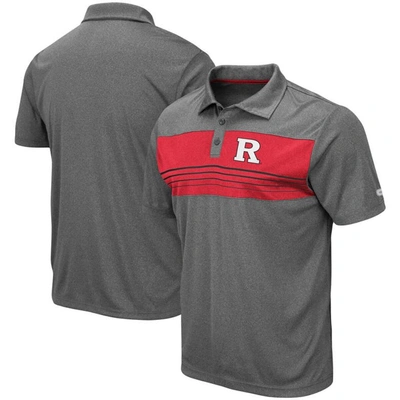 Colosseum Heathered Charcoal Rutgers Scarlet Knights Smithers Polo