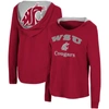 Colosseum Women's  Crimson Washington State Cougars Catalina Hoodie Long Sleeve T-shirt In Crimson