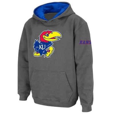 Stadium Athletic Kids' Youth  Charcoal Kansas Jayhawks Big Logo Pullover Hoodie