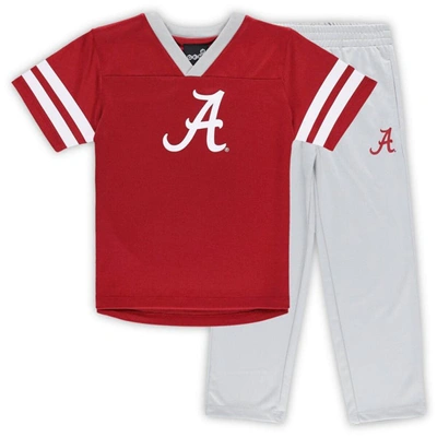 Outerstuff Kids' Preschool Crimson/gray Alabama Crimson Tide Red Zone Jersey & Trousers Set