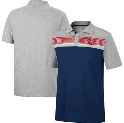 Colosseum Men's  Navy, Heathered Gray Ole Miss Rebels Caddie Polo Shirt In Black
