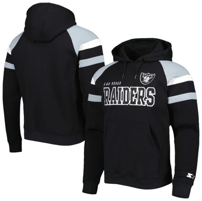 Starter Black Las Vegas Raiders Draft Fleece Raglan Pullover Hoodie